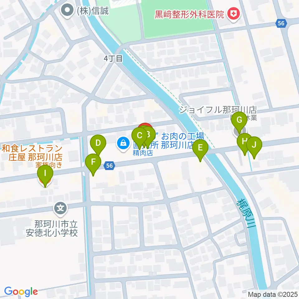 フカノ楽器店 那珂川ピアノ教室周辺のファミレス・ファーストフード一覧地図