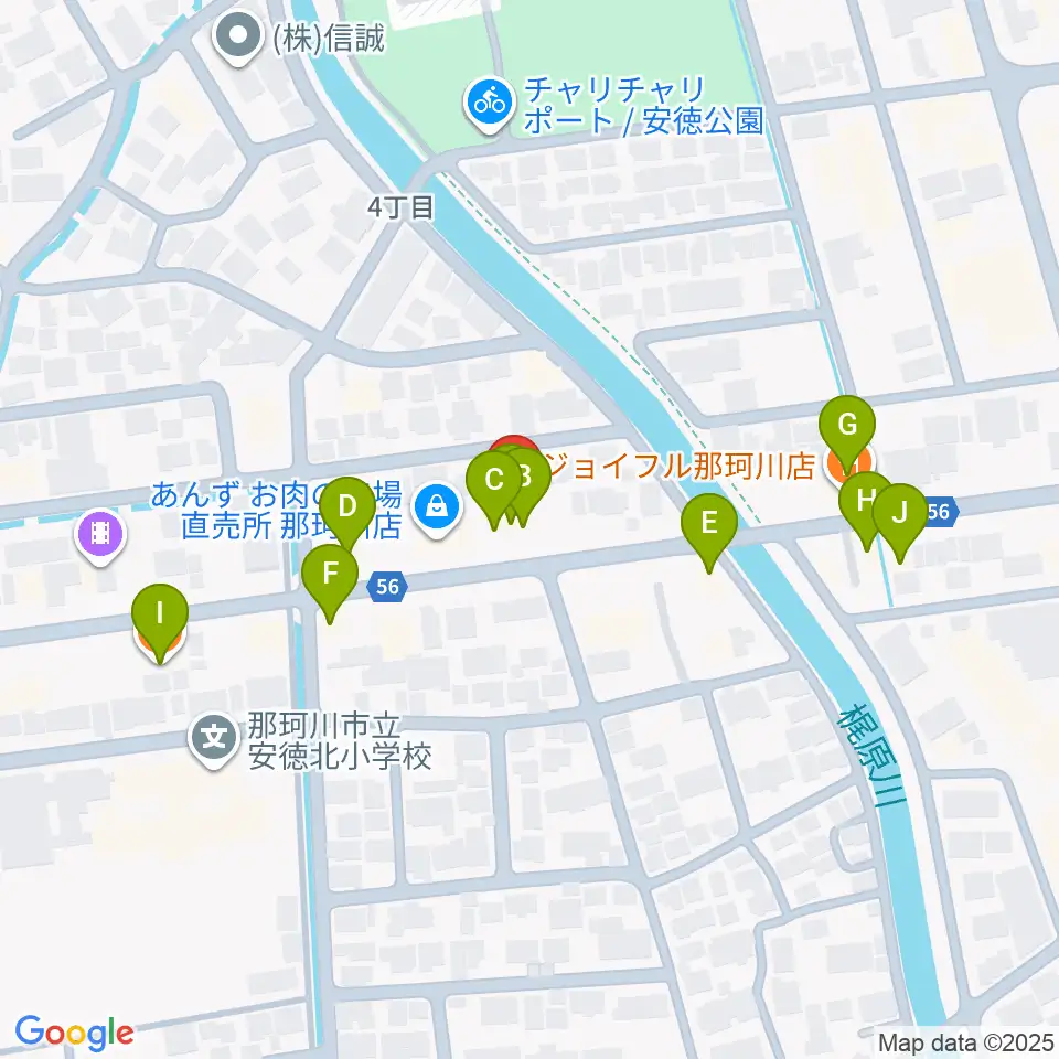 フカノ楽器店 那珂川ピアノ教室周辺のファミレス・ファーストフード一覧地図