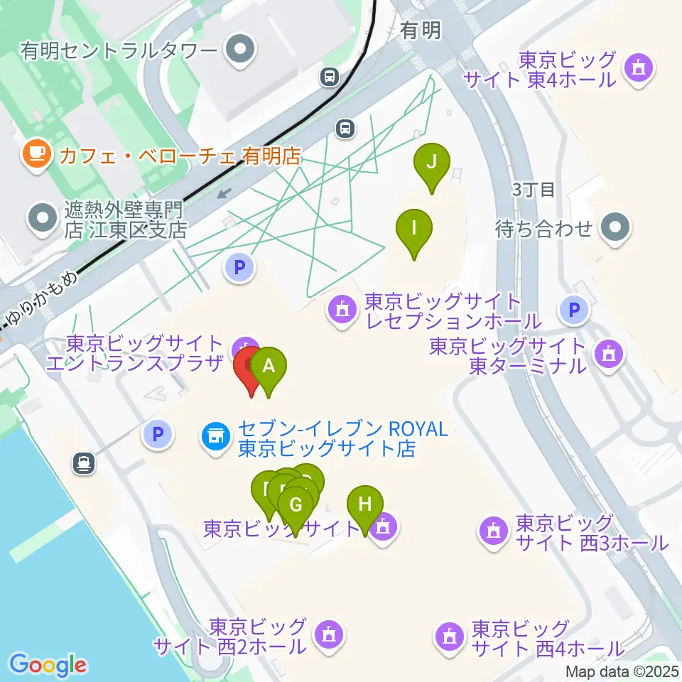 東京ビッグサイト 東京国際展示場周辺のファミレス・ファーストフード一覧地図