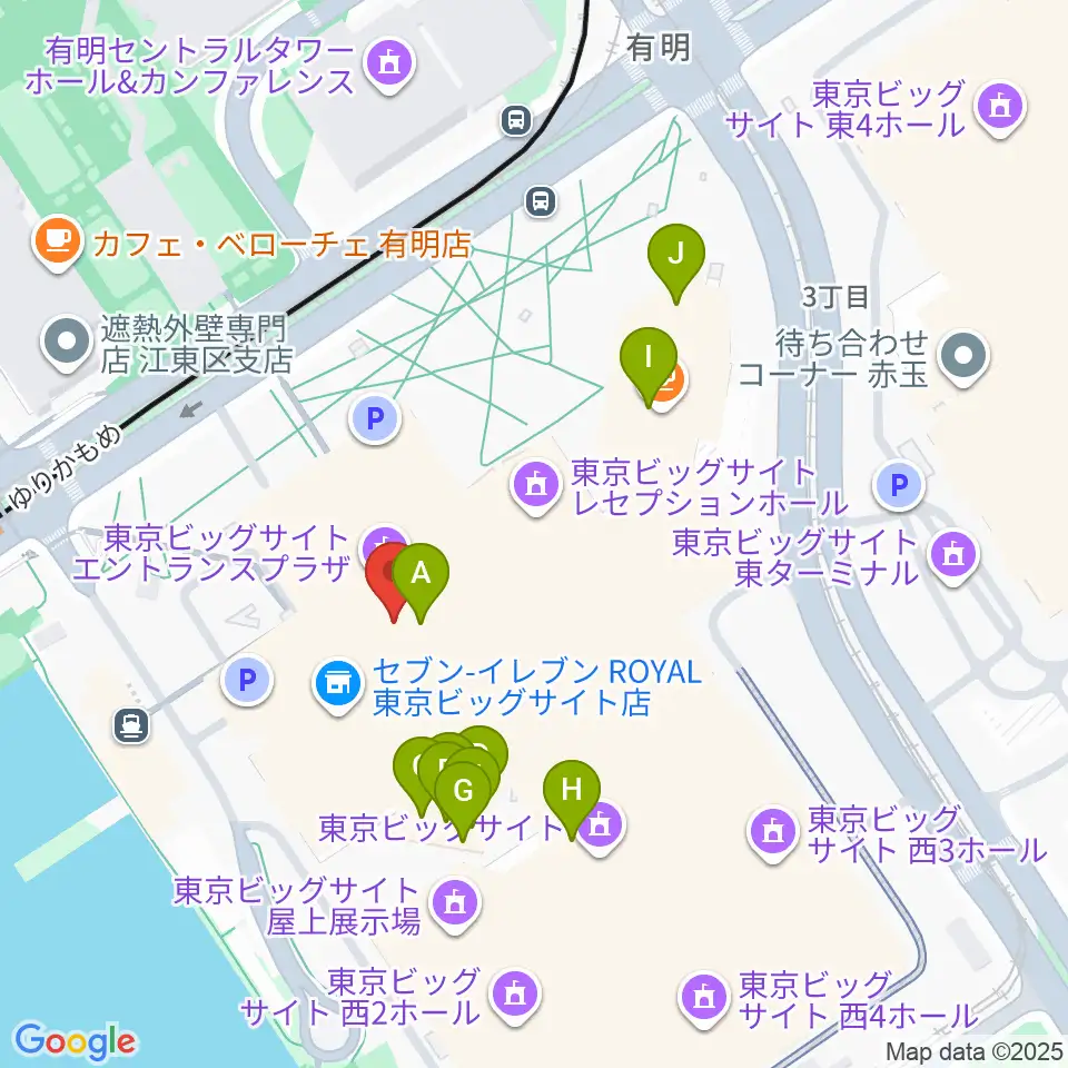 東京ビッグサイト 東京国際展示場周辺のファミレス・ファーストフード一覧地図