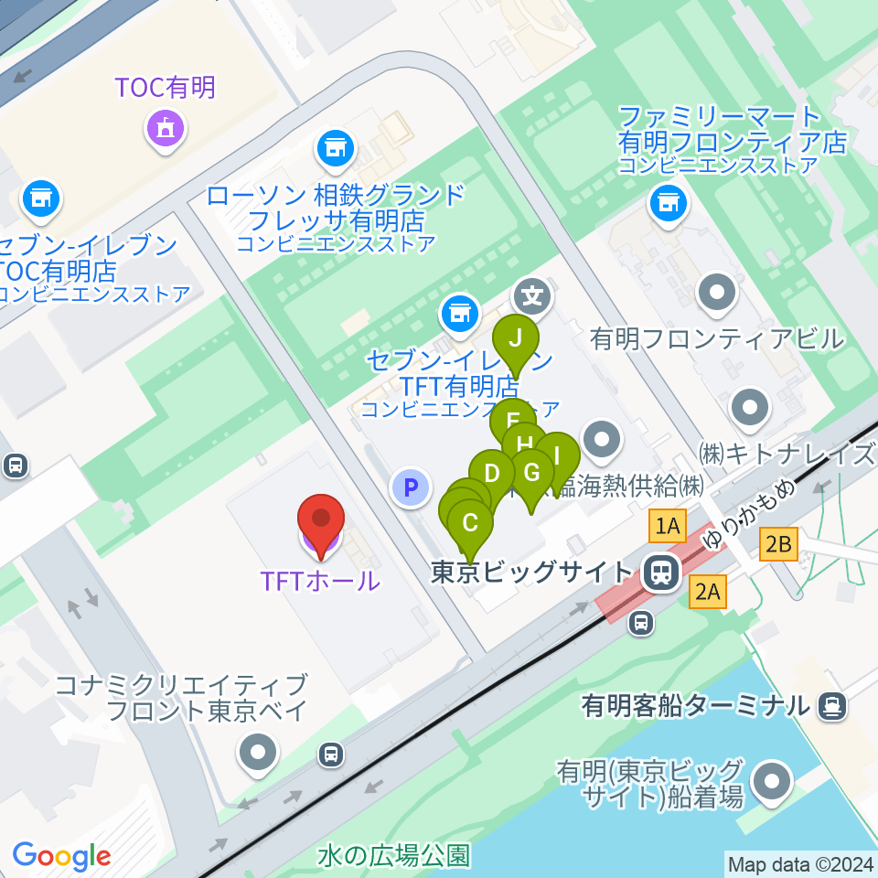 TFTホール周辺のファミレス・ファーストフード一覧地図