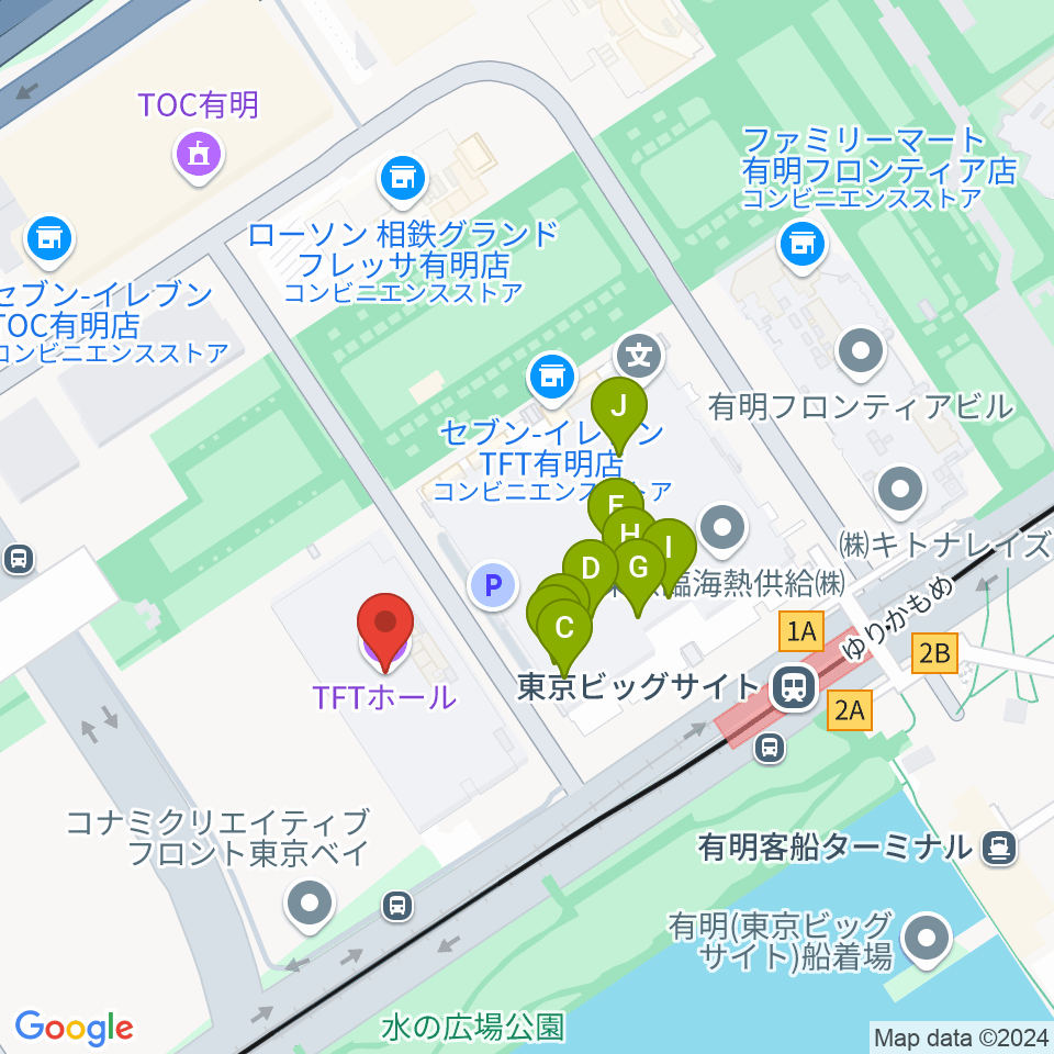 TFTホール周辺のファミレス・ファーストフード一覧地図