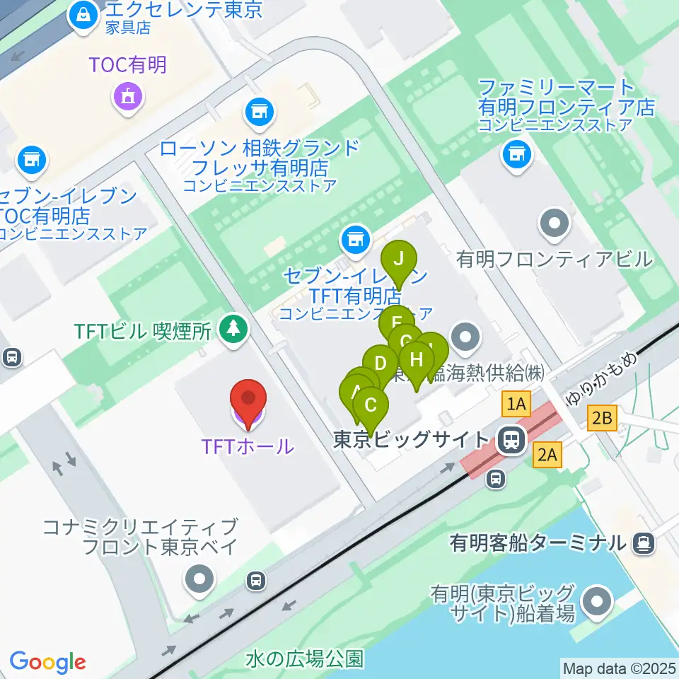 TFTホール周辺のファミレス・ファーストフード一覧地図