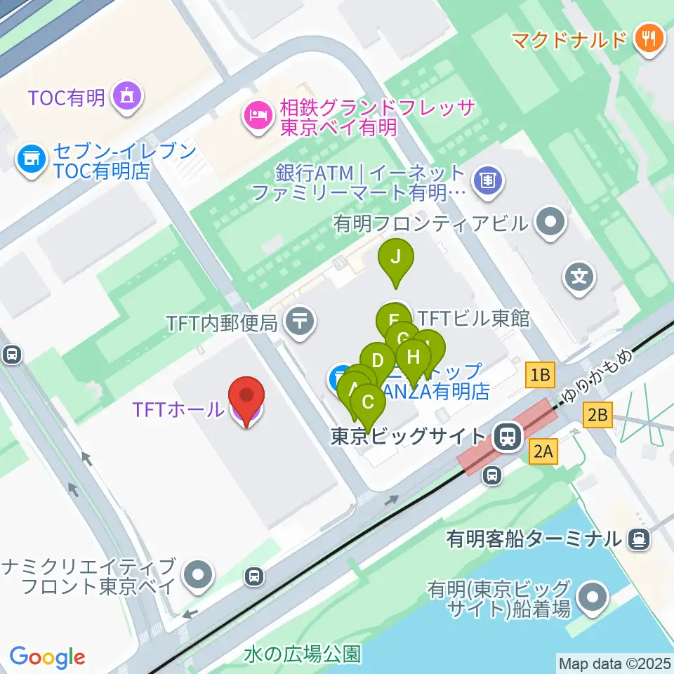TFTホール周辺のファミレス・ファーストフード一覧地図