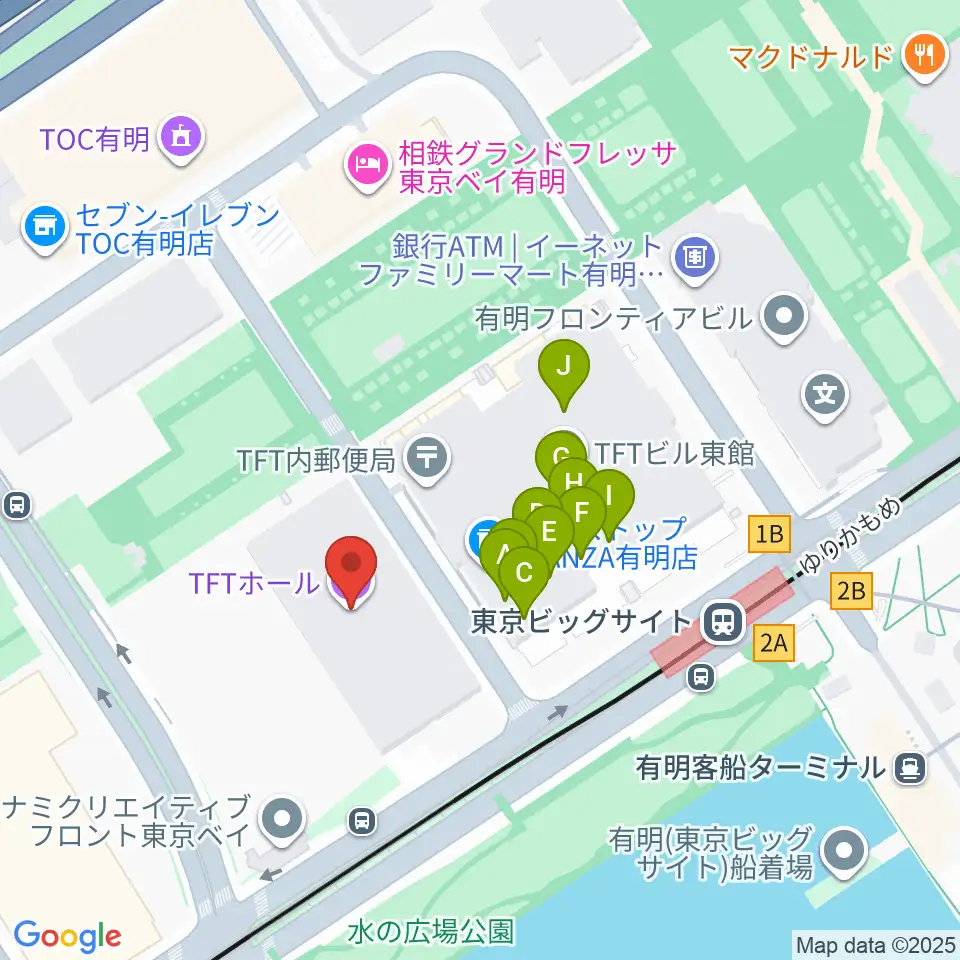 TFTホール周辺のファミレス・ファーストフード一覧地図