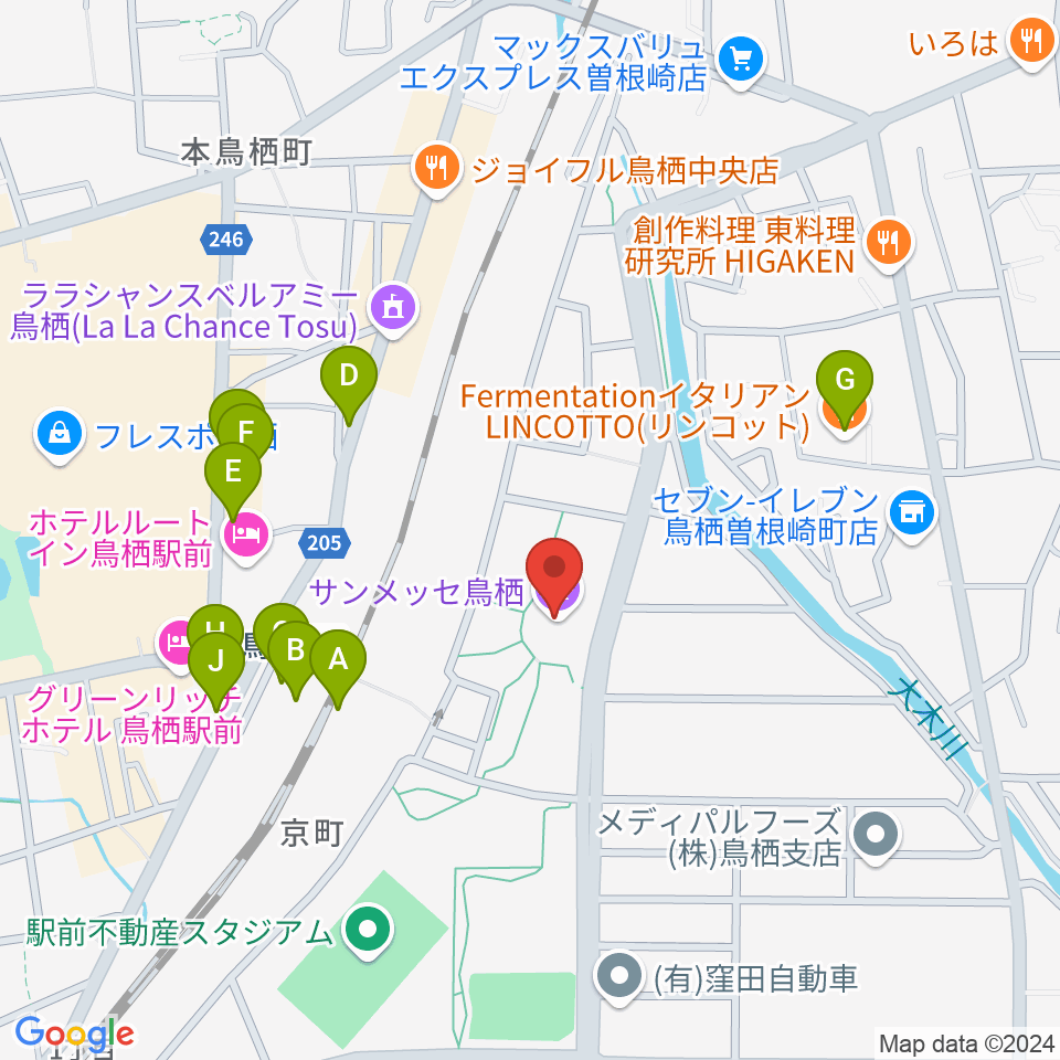 サンメッセ鳥栖周辺のファミレス・ファーストフード一覧地図