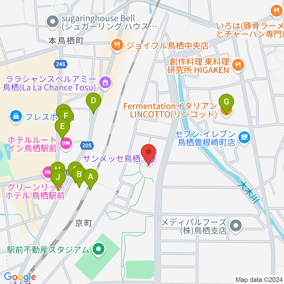 サンメッセ鳥栖周辺のファミレス・ファーストフード一覧地図