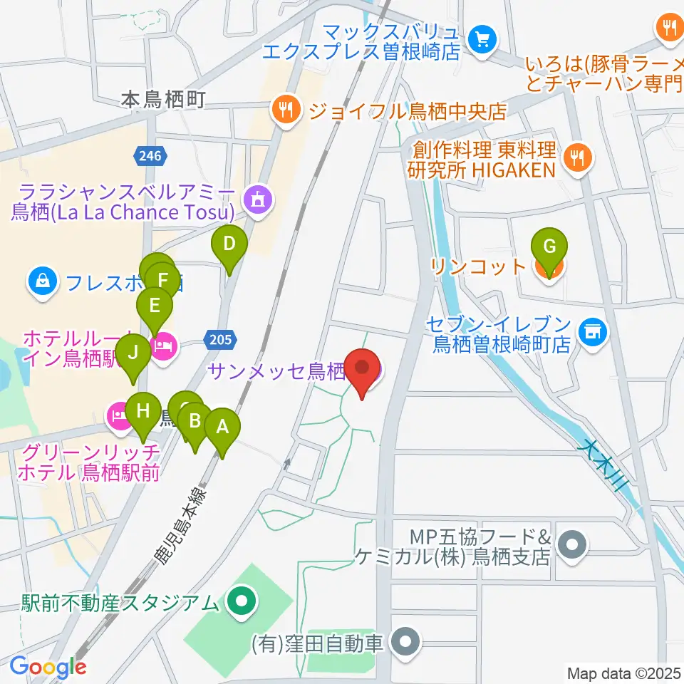 サンメッセ鳥栖周辺のファミレス・ファーストフード一覧地図