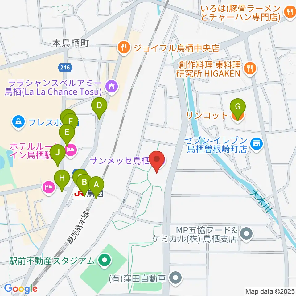 サンメッセ鳥栖周辺のファミレス・ファーストフード一覧地図