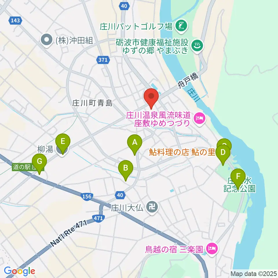 庄川生涯学習センター周辺のファミレス・ファーストフード一覧地図