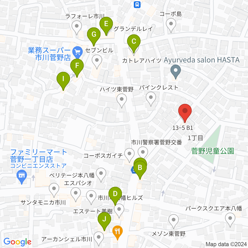 長尾音楽スタジオ周辺のファミレス・ファーストフード一覧地図