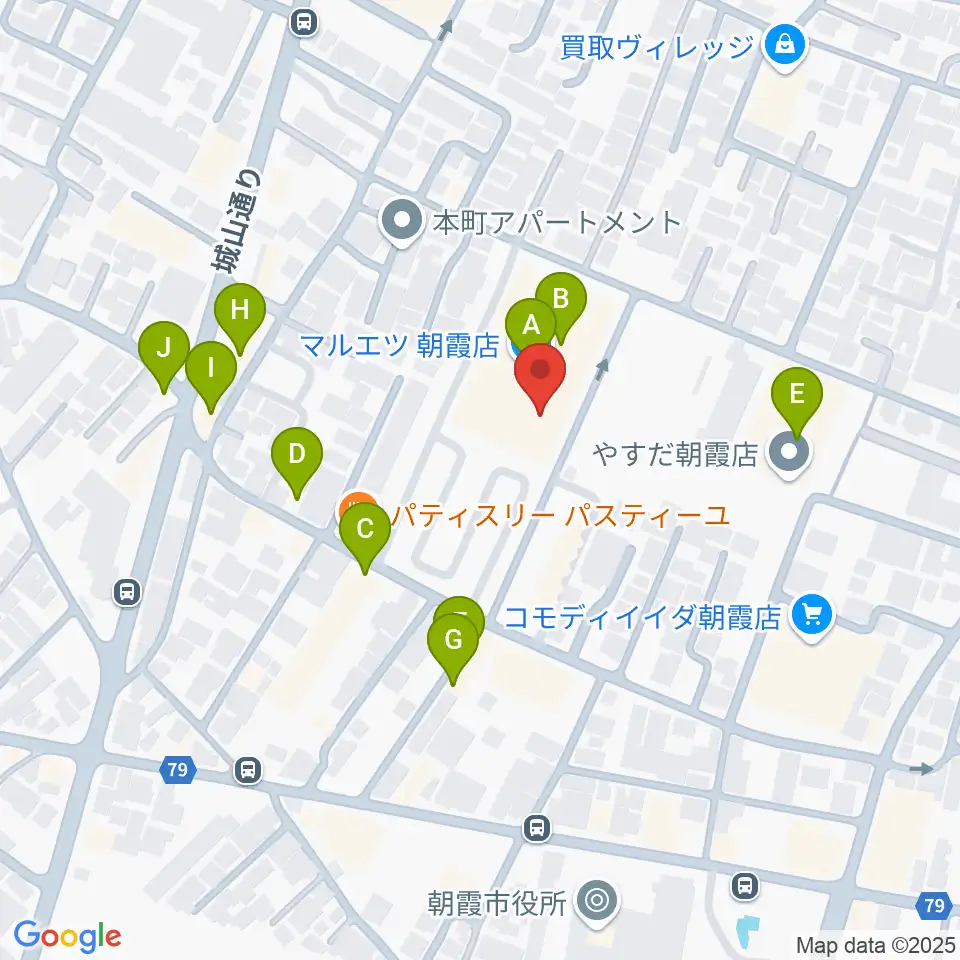 柏屋楽器 朝霞ミュージックセンター周辺のファミレス・ファーストフード一覧地図