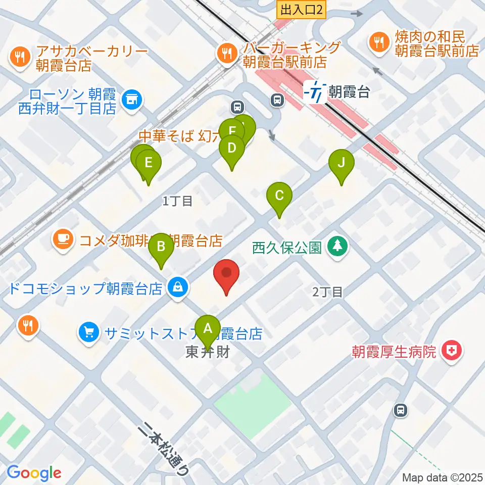 柏屋楽器 朝霞台ミュージックセンター周辺のファミレス・ファーストフード一覧地図