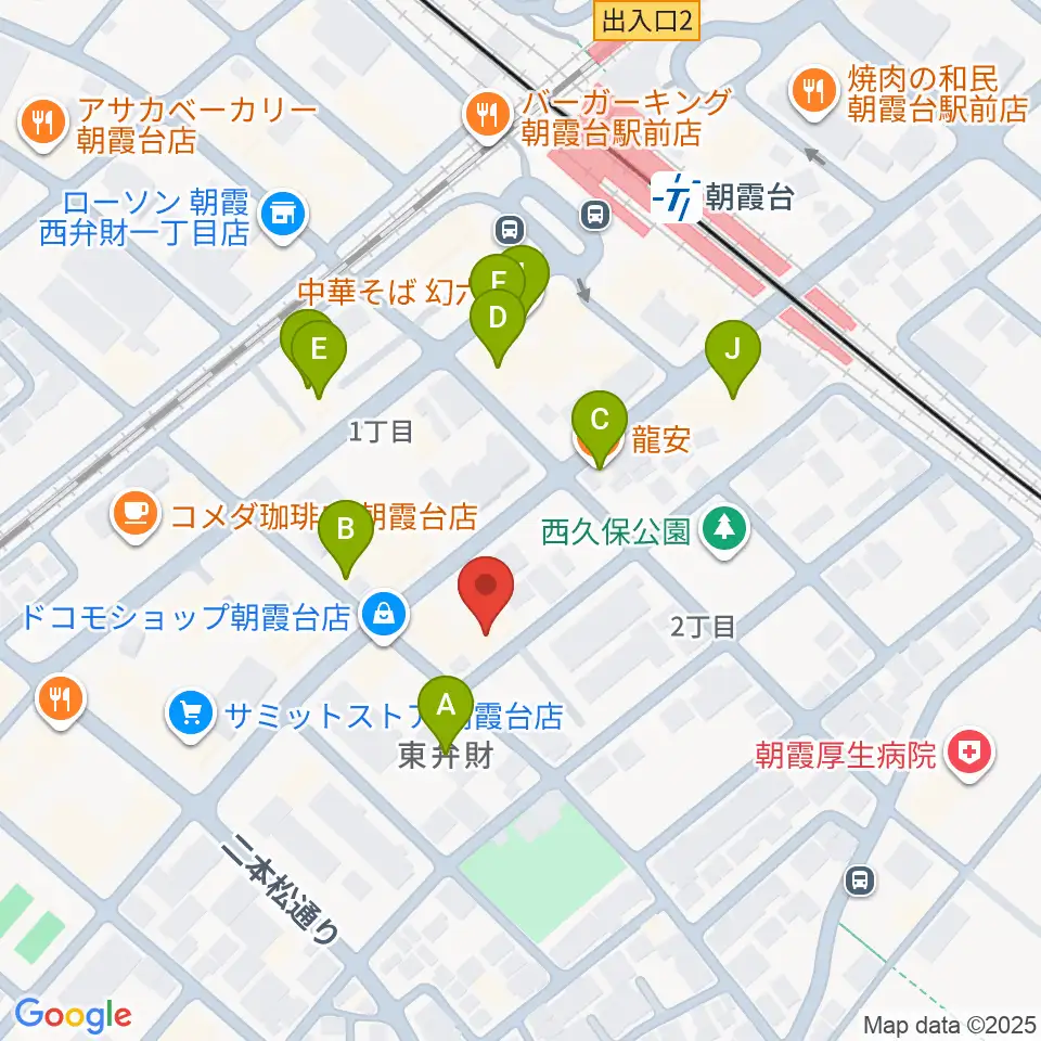 柏屋楽器 朝霞台ミュージックセンター周辺のファミレス・ファーストフード一覧地図