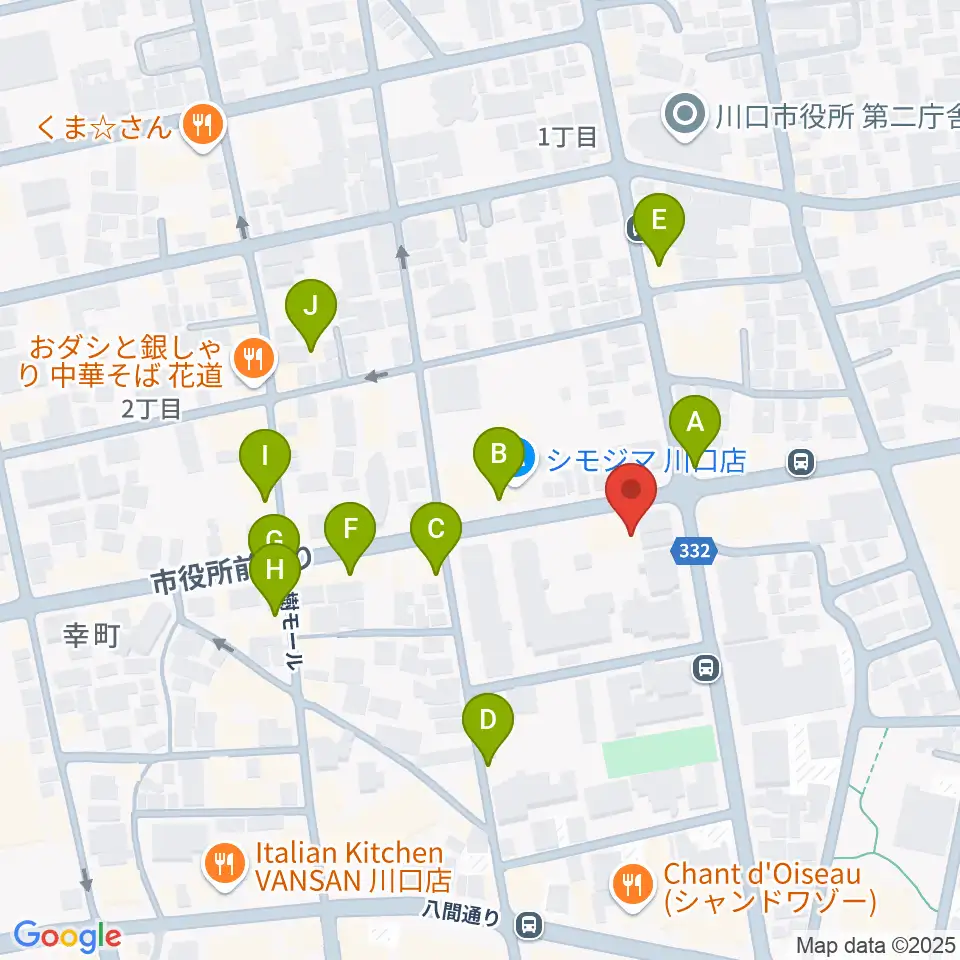 柏屋楽器 川口ミュージックプラザ周辺のファミレス・ファーストフード一覧地図