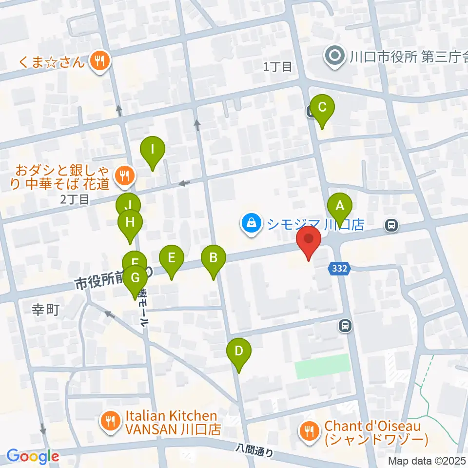 柏屋楽器 川口ミュージックプラザ周辺のファミレス・ファーストフード一覧地図