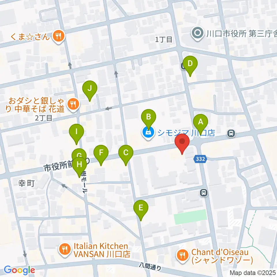 柏屋楽器 川口ミュージックプラザ周辺のファミレス・ファーストフード一覧地図