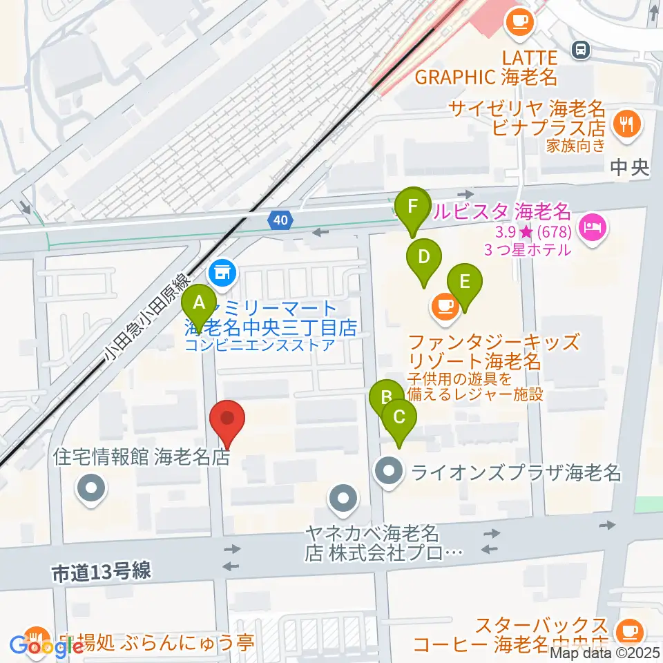 ソルミュージックスクール周辺のファミレス・ファーストフード一覧地図