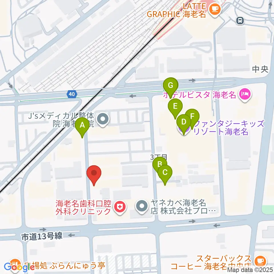 ソルミュージックスクール周辺のファミレス・ファーストフード一覧地図