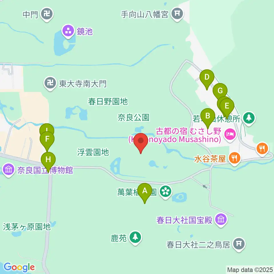 奈良春日野国際フォーラム 甍～I・RA・KA～周辺のファミレス・ファーストフード一覧地図