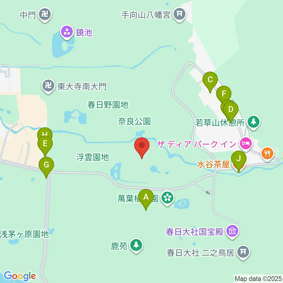 奈良春日野国際フォーラム 甍～I・RA・KA～周辺のファミレス・ファーストフード一覧地図