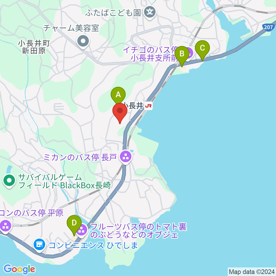 小長井文化ホール・小長井公民館周辺のファミレス・ファーストフード一覧地図