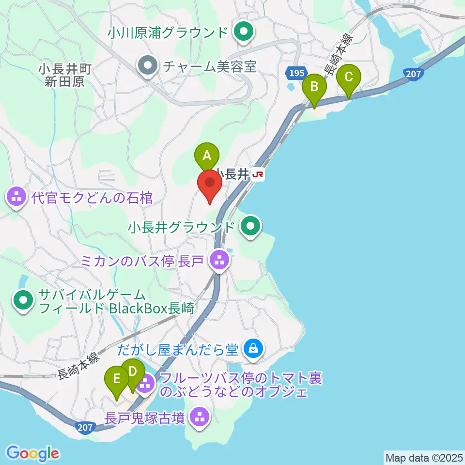 小長井文化ホール・小長井公民館周辺のファミレス・ファーストフード一覧地図