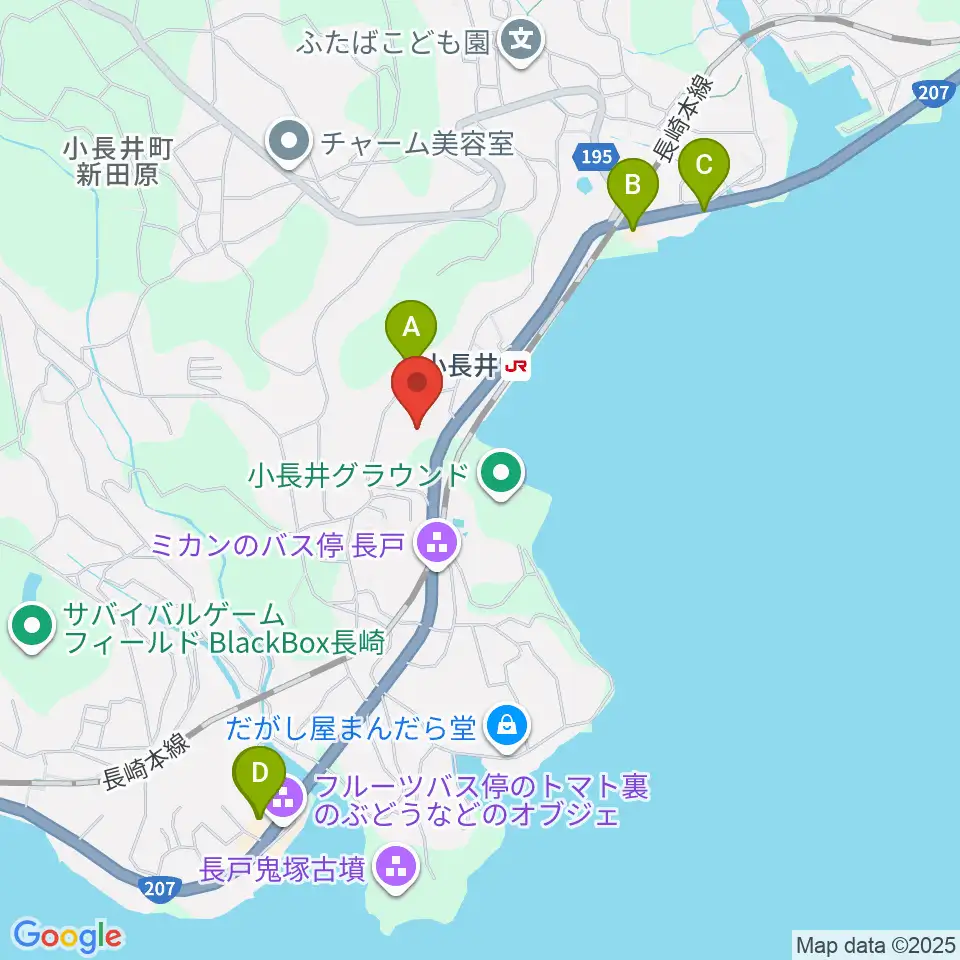 小長井文化ホール・小長井公民館周辺のファミレス・ファーストフード一覧地図