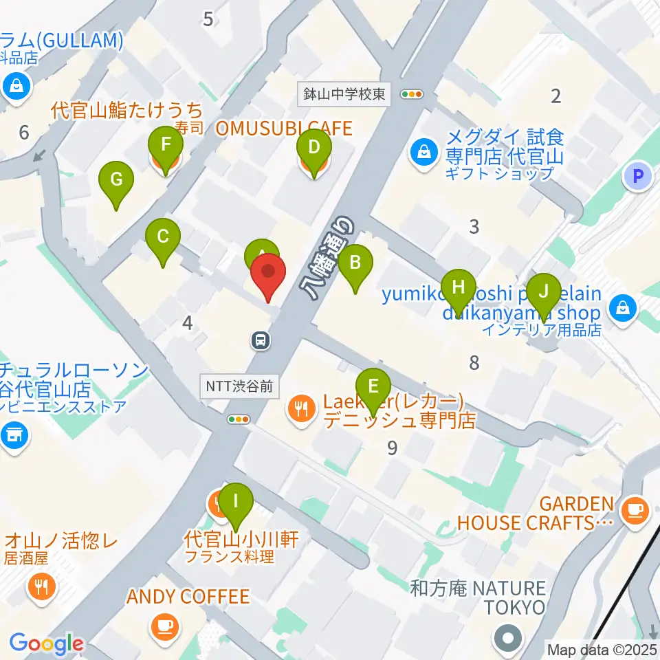 代官山NOMAD周辺のファミレス・ファーストフード一覧地図