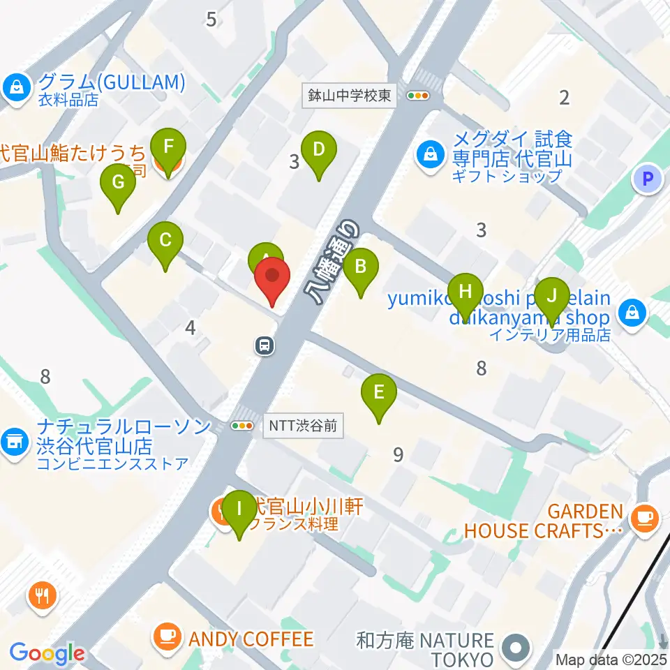 代官山NOMAD周辺のファミレス・ファーストフード一覧地図