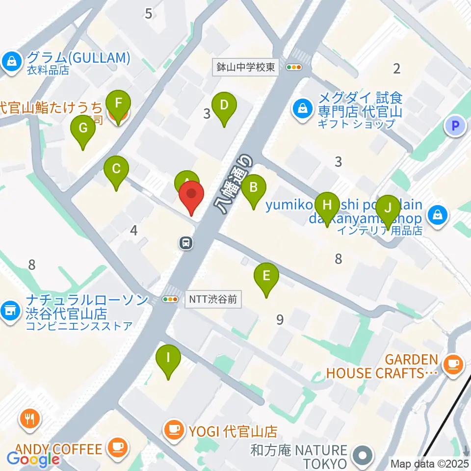 代官山NOMAD周辺のファミレス・ファーストフード一覧地図