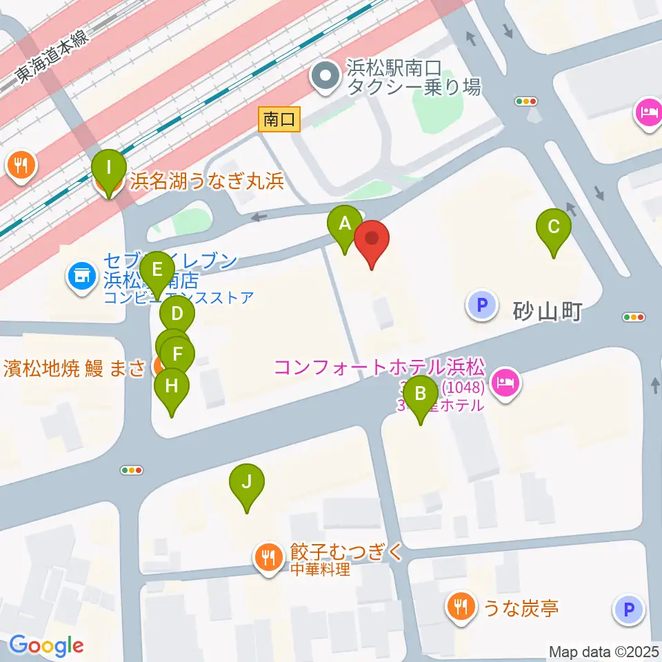 シアーミュージック 浜松校周辺のファミレス・ファーストフード一覧地図