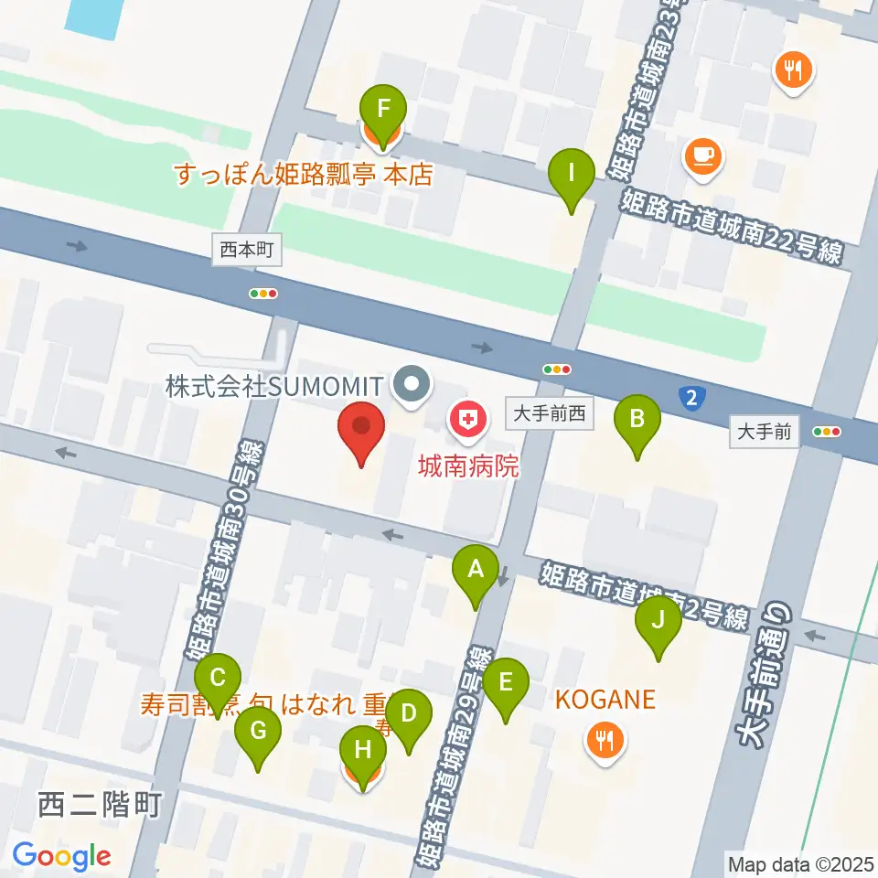 シアーミュージック 姫路校周辺のファミレス・ファーストフード一覧地図