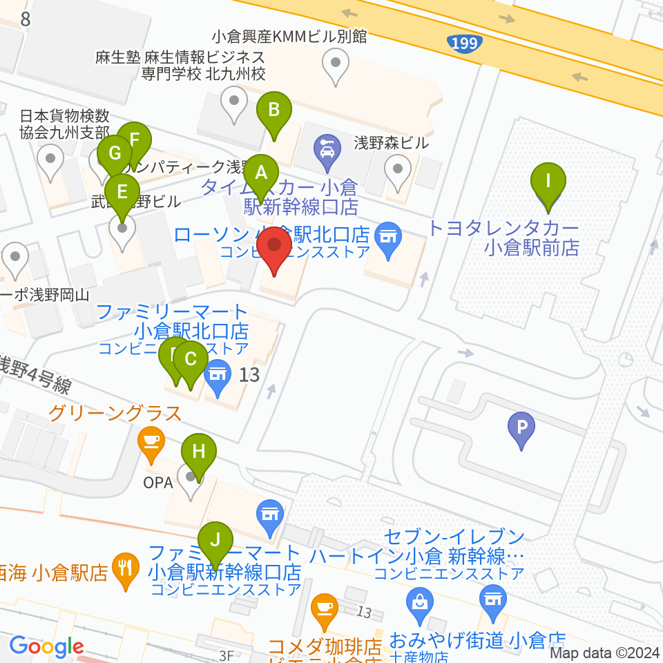 シアーミュージック 小倉校周辺のファミレス・ファーストフード一覧地図