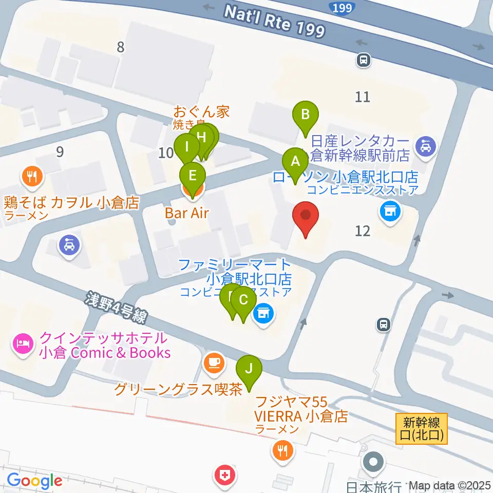 シアーミュージック 小倉校周辺のファミレス・ファーストフード一覧地図