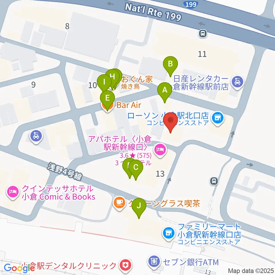 シアーミュージック 小倉校周辺のファミレス・ファーストフード一覧地図