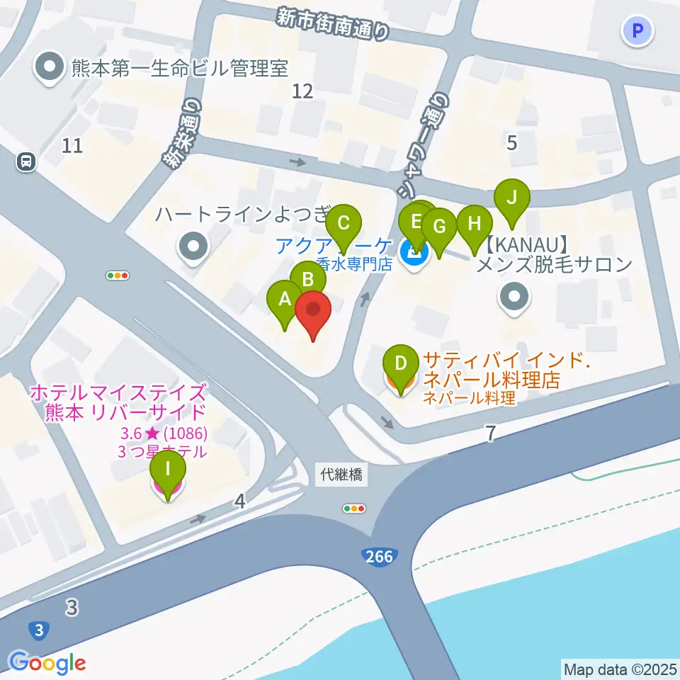 シアーミュージック 熊本校周辺のファミレス・ファーストフード一覧地図