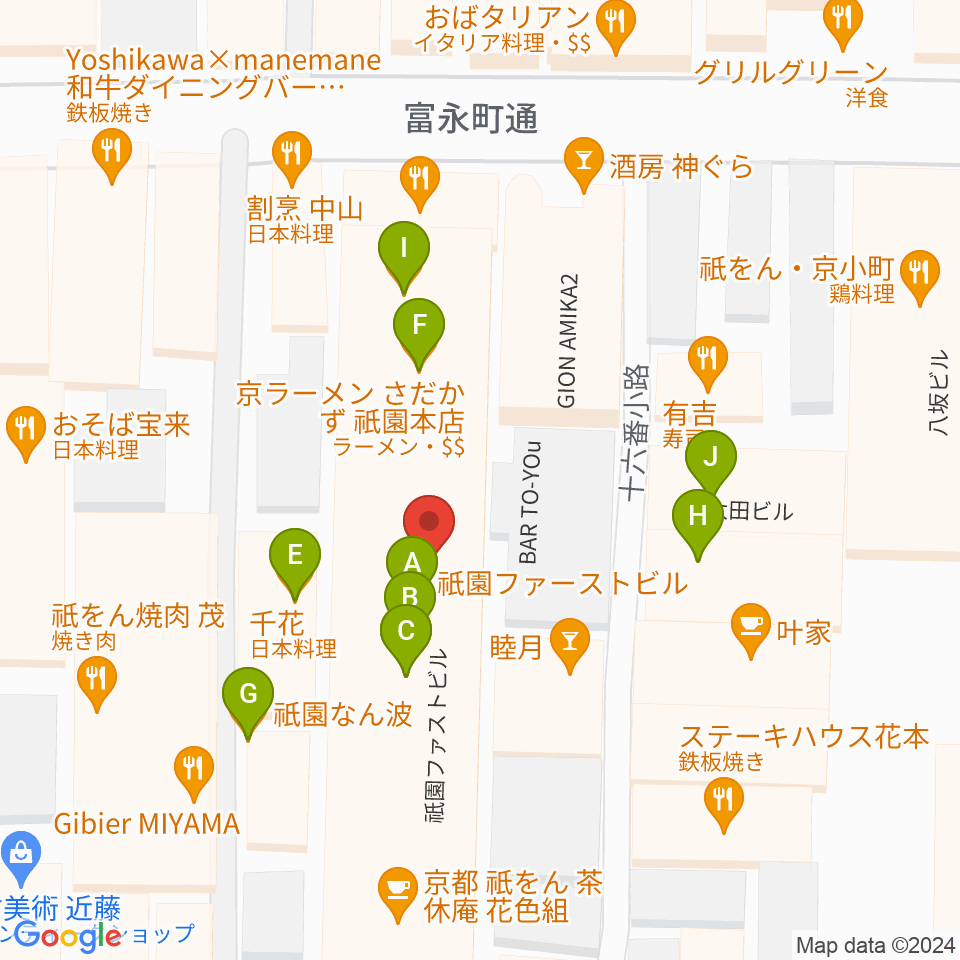 ジョニーエンジェル京都店周辺のファミレス・ファーストフード一覧地図