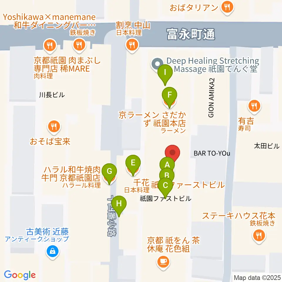 ジョニーエンジェル京都店周辺のファミレス・ファーストフード一覧地図