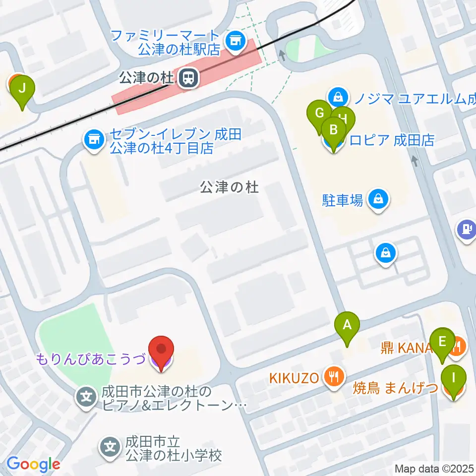 公津の杜コミュニティセンター もりんぴあこうづ周辺のファミレス・ファーストフード一覧地図
