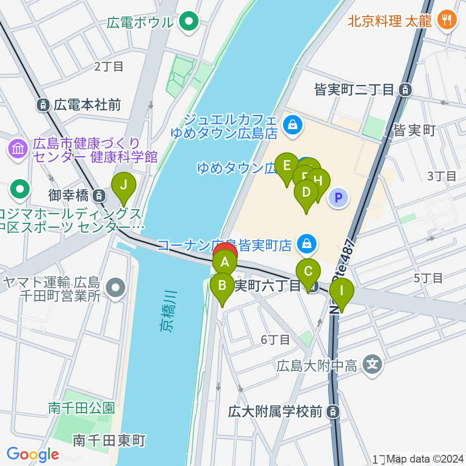 広島BANQUET周辺のファミレス・ファーストフード一覧地図