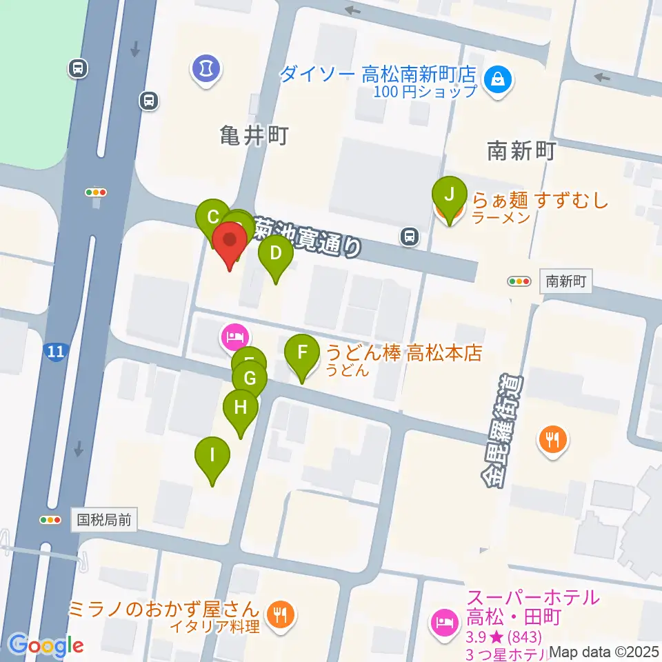 高松TOONICE周辺のファミレス・ファーストフード一覧地図