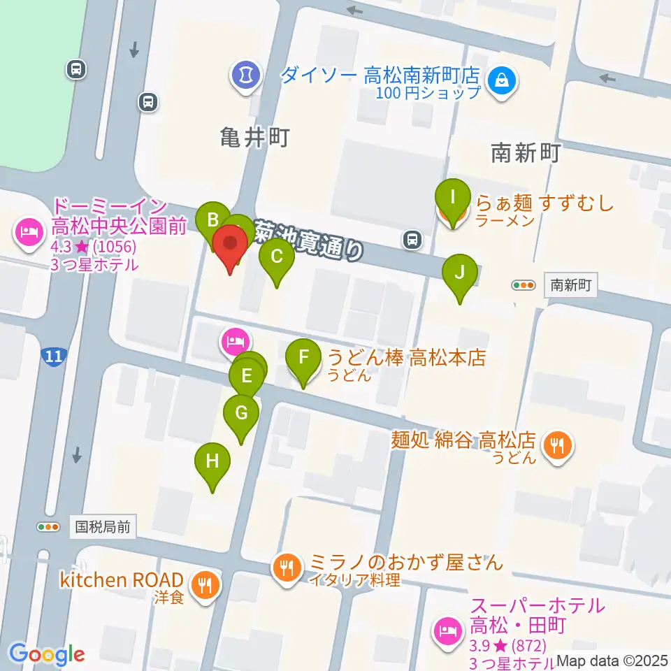 高松TOONICE周辺のファミレス・ファーストフード一覧地図