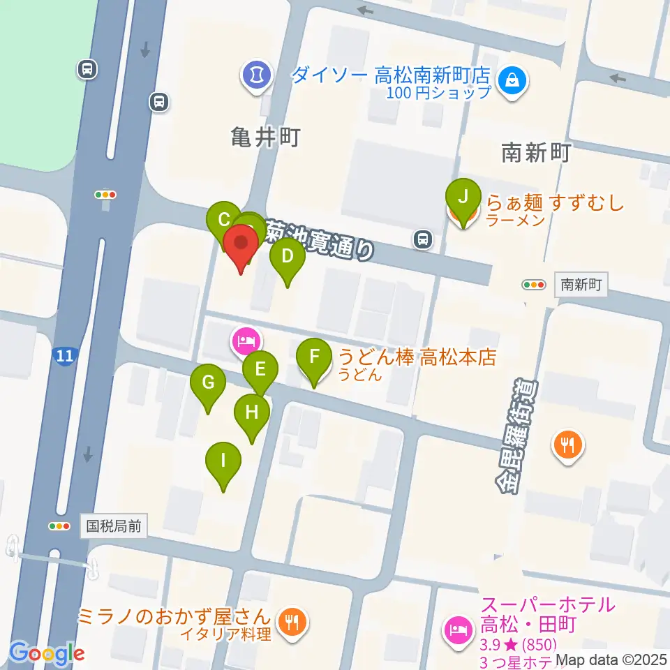 高松TOONICE周辺のファミレス・ファーストフード一覧地図