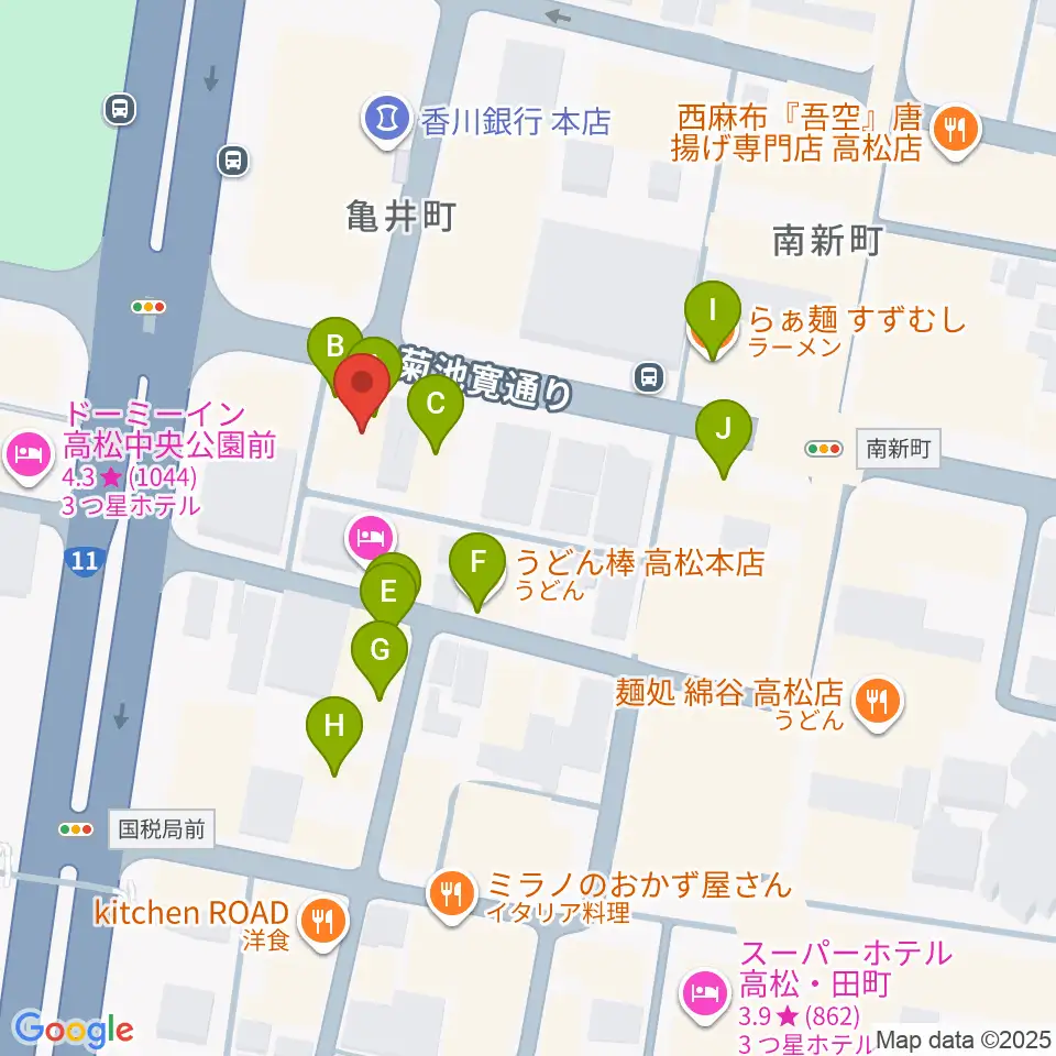 高松TOONICE周辺のファミレス・ファーストフード一覧地図