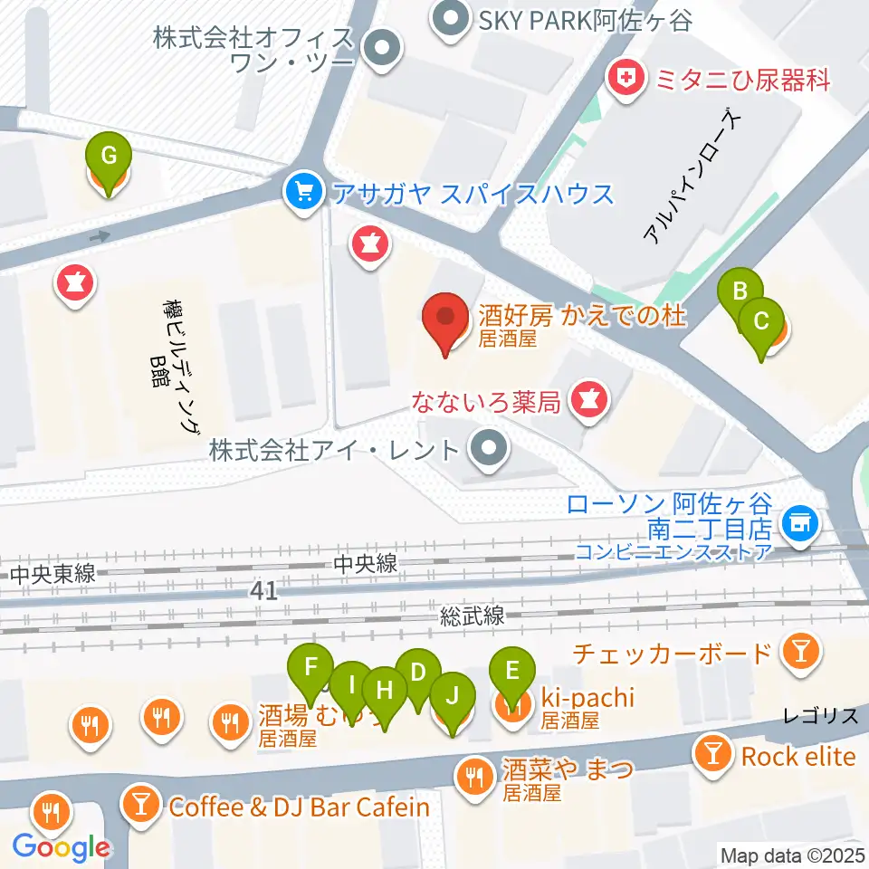 アイネビッテ音楽教室周辺のファミレス・ファーストフード一覧地図
