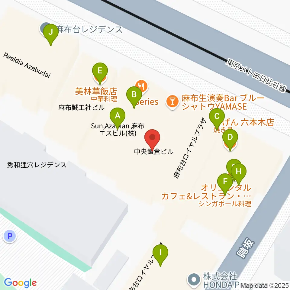 六本木ブルーシャトウ山瀬周辺のファミレス・ファーストフード一覧地図