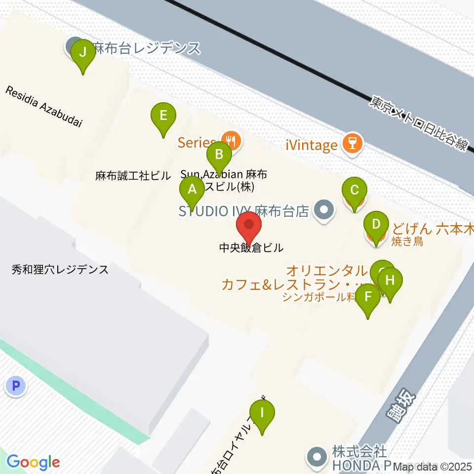 六本木ブルーシャトウ山瀬周辺のファミレス・ファーストフード一覧地図