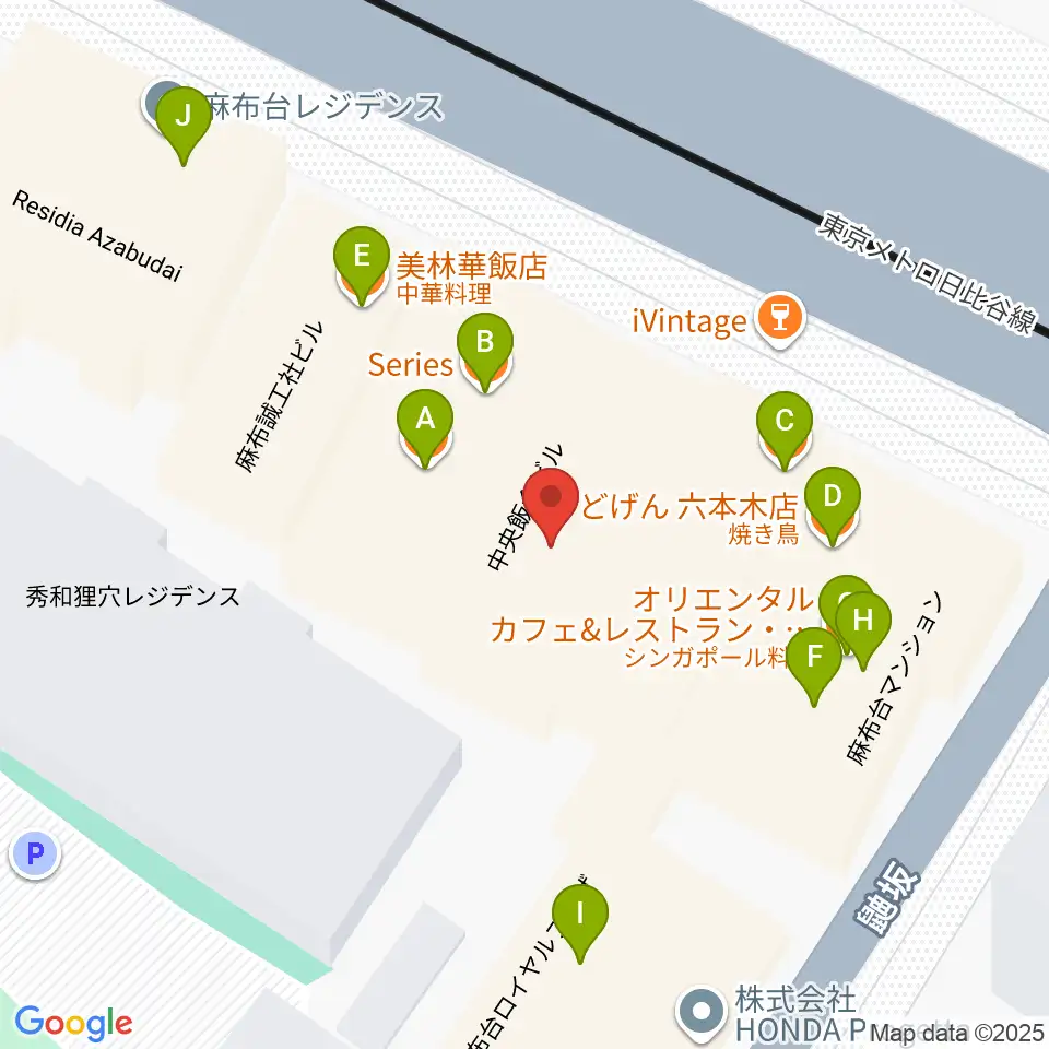 六本木ブルーシャトウ山瀬周辺のファミレス・ファーストフード一覧地図