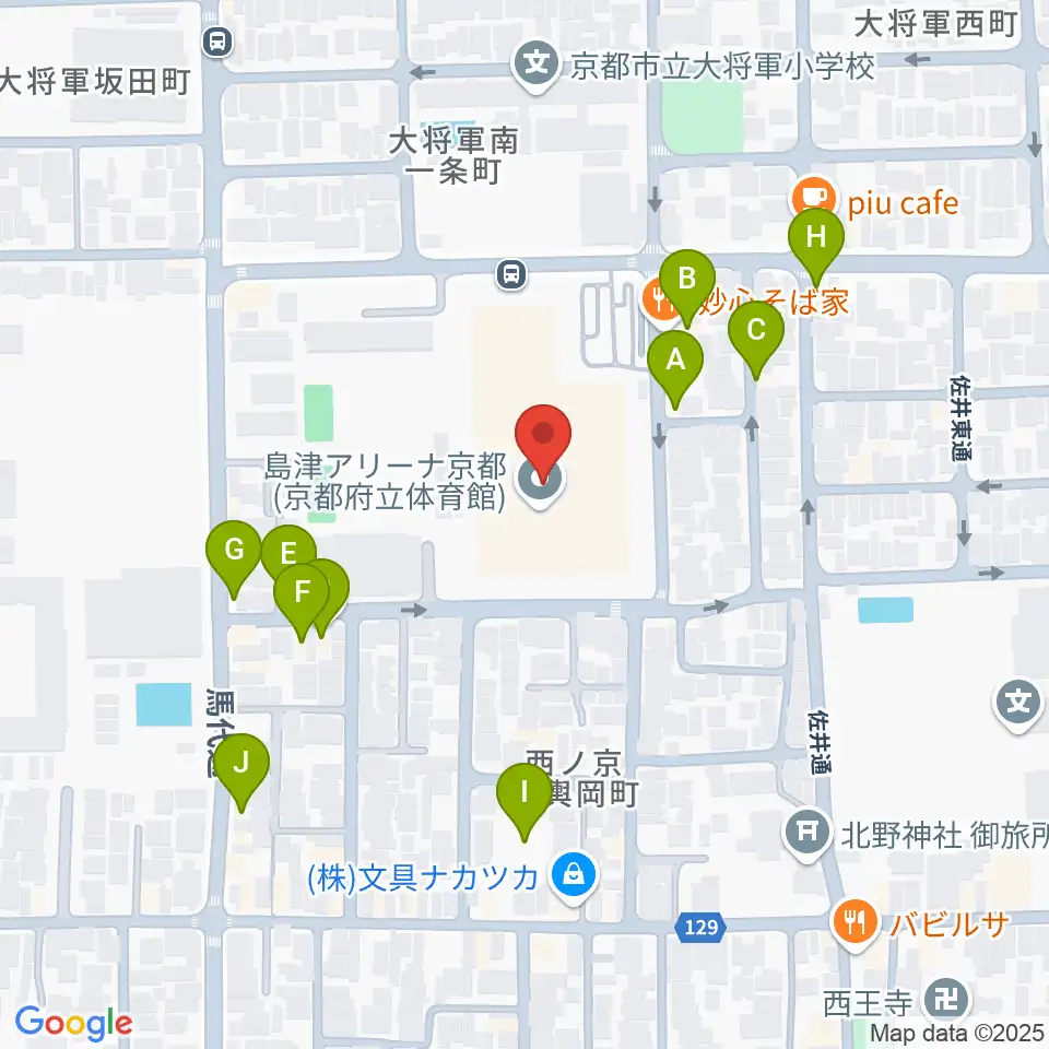 島津アリーナ京都周辺のファミレス・ファーストフード一覧地図